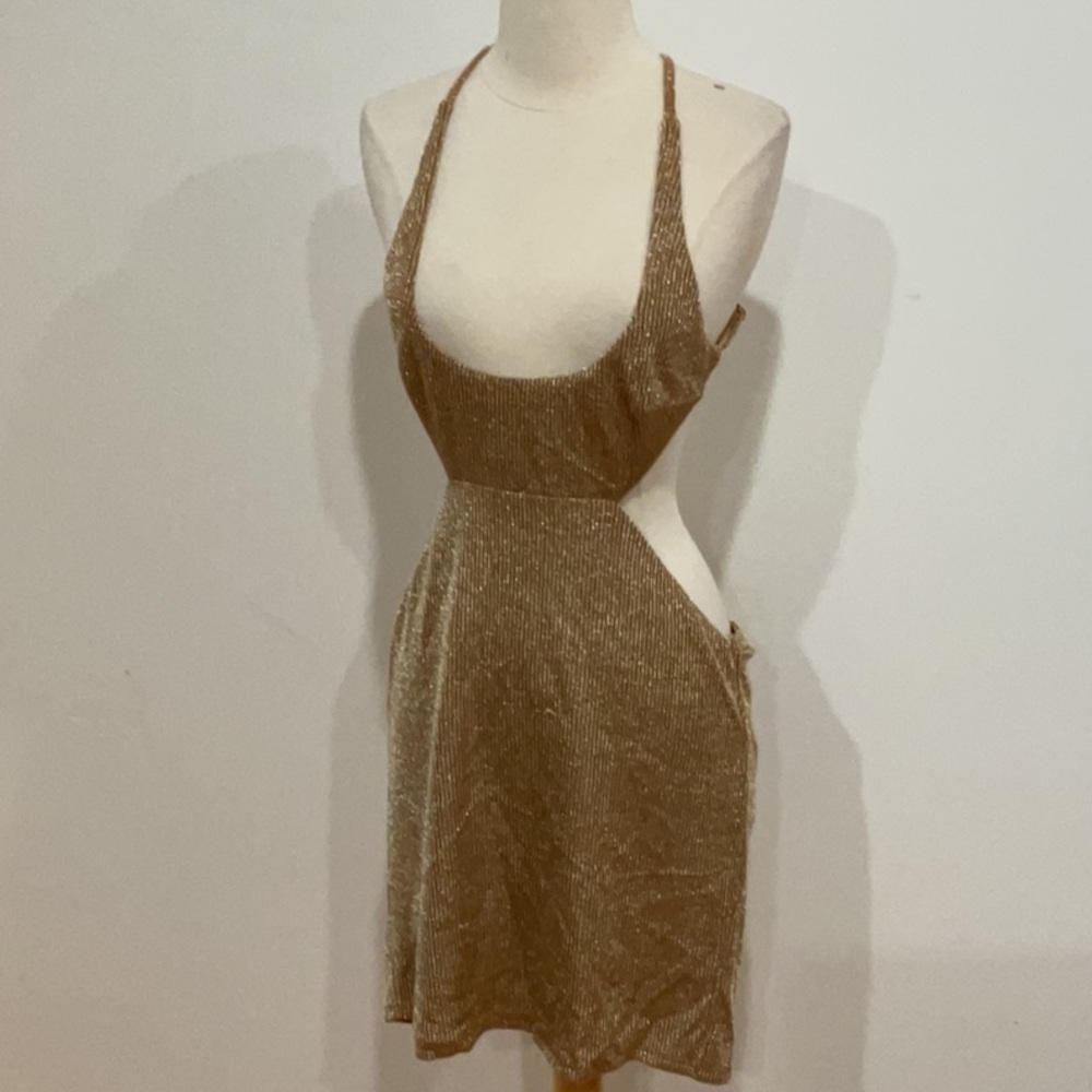 Michael Costello Metallic Gold Mini Dress - Picture 6 of 13